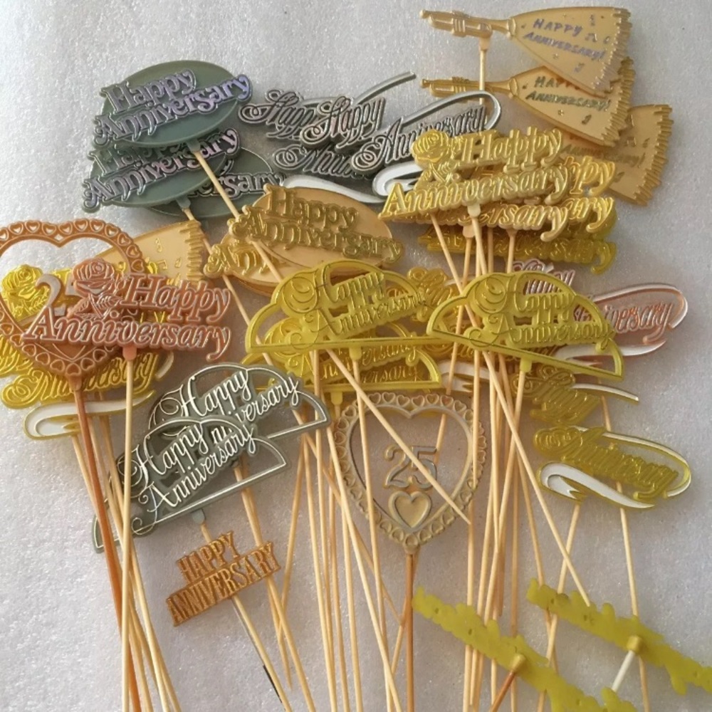 Vintage Florists Floral Arrangement Picks Happy Anniversary Large Lot 35 + New